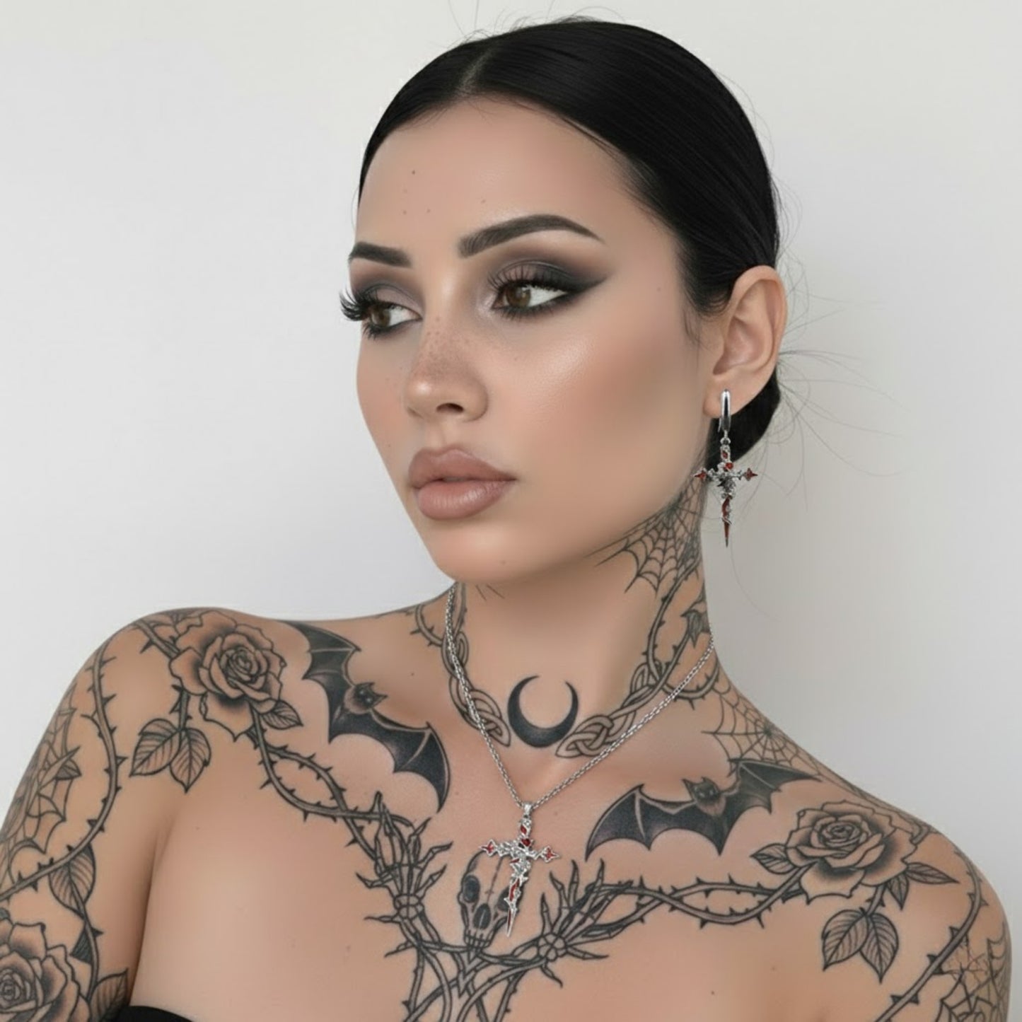 THORNED CROSS – DROP EARRINGS