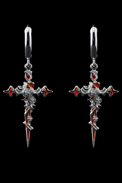 Thorned Cross – Drop Earring