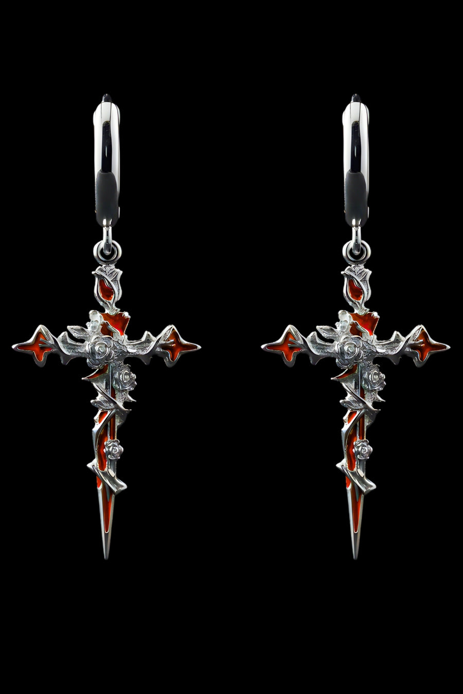 THORNED CROSS – DROP EARRINGS