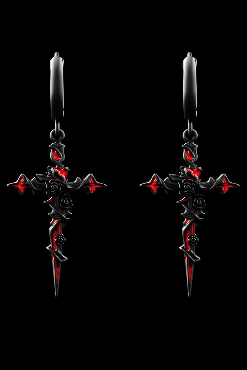 Thorned Cross – Drop Earring